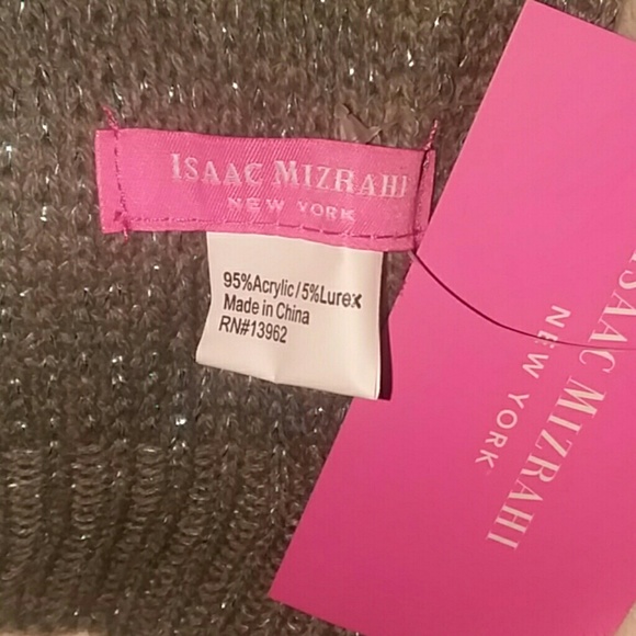 NWT ISAAC MIZRAHI Gray Knitted Glitz Eternity Scar - Picture 5 of 7